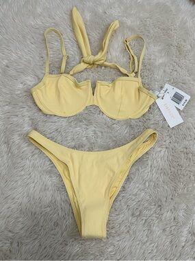 l*space Yellow Ribbed Underwire Bikini Hunter top and Connie bottom
